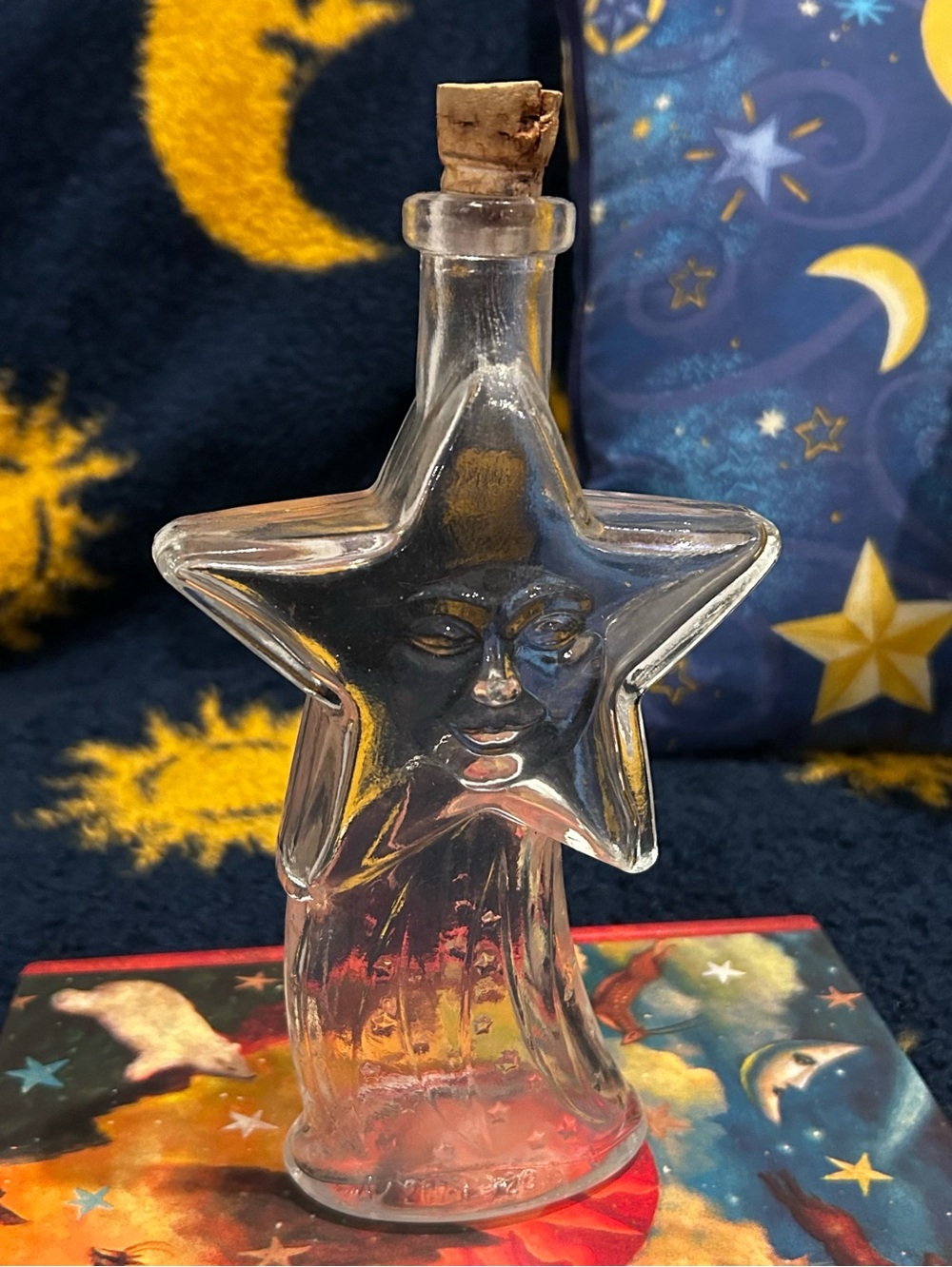 VTG 90s Celestial Star Glass Bottle Whimsigoth Shelf Decor